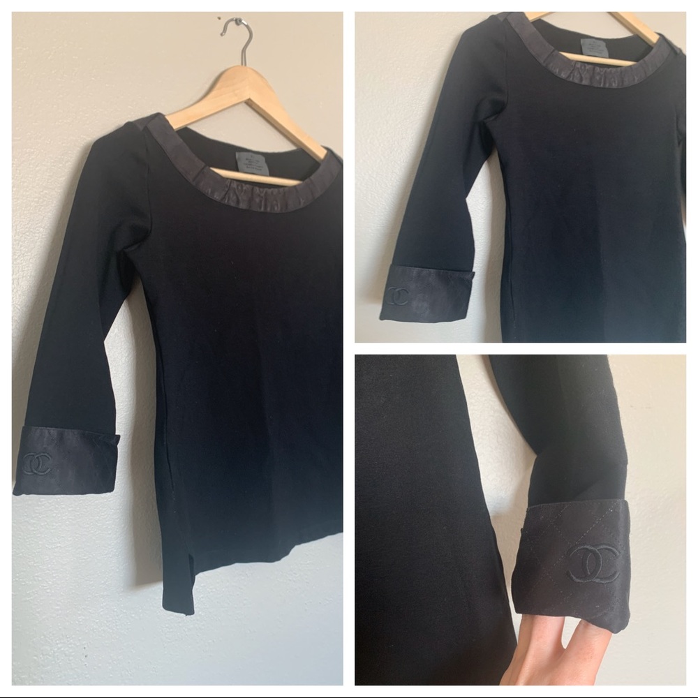 Chanel Black ¾ Sleeves XS Pleaded Sleeve Blouse